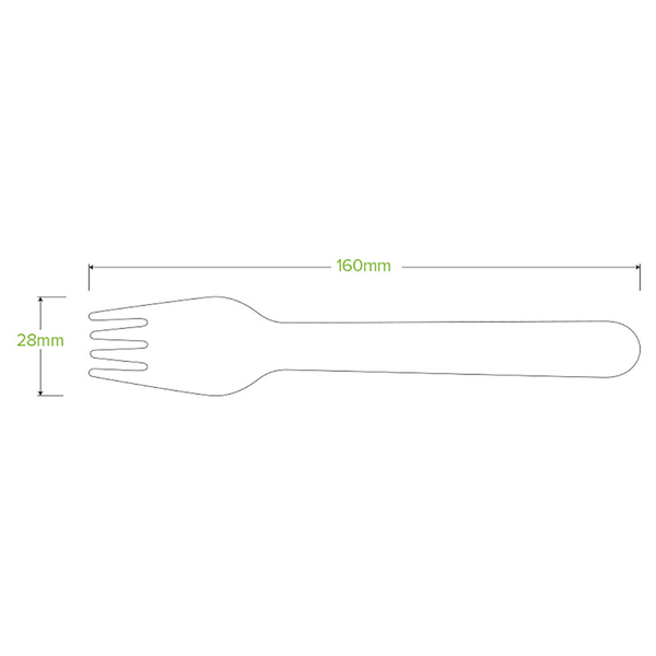 BioPak 16cm Unbranded Wood Fork - Bulk Pack - (Pack of 2000)