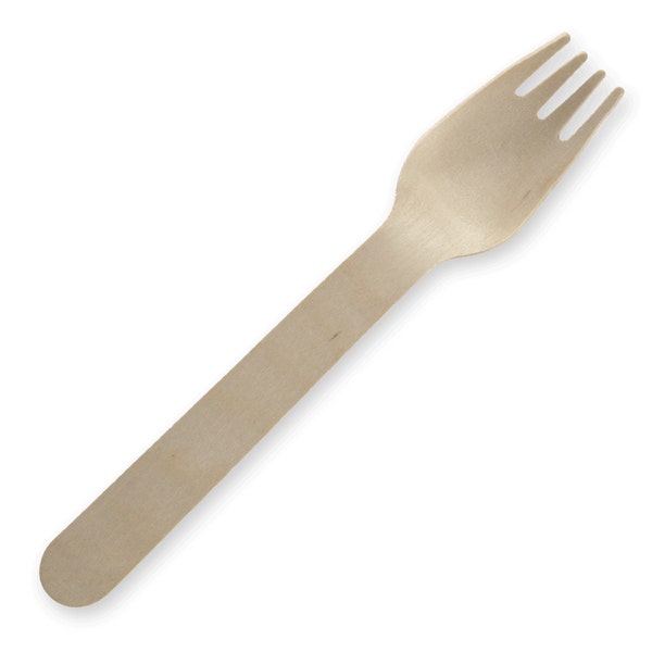 BioPak 16cm Unbranded Wood Fork - Bulk Pack - (Pack of 2000)