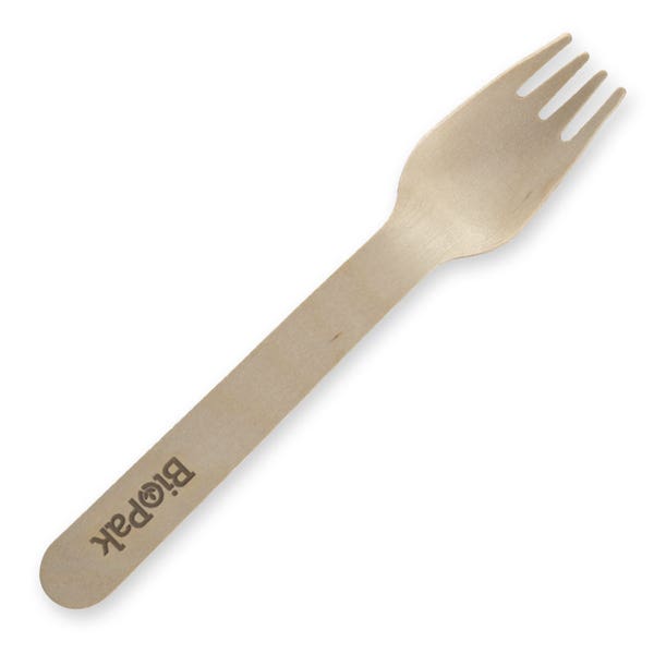 BioPak 16cm Coated Wood Fork - (Pack of 1000)