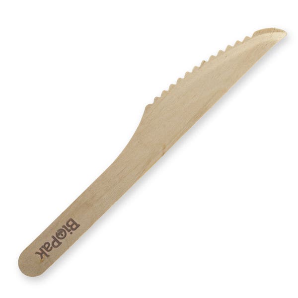 BioPak 16cm Coated Wood Knife - (Pack of 1000)