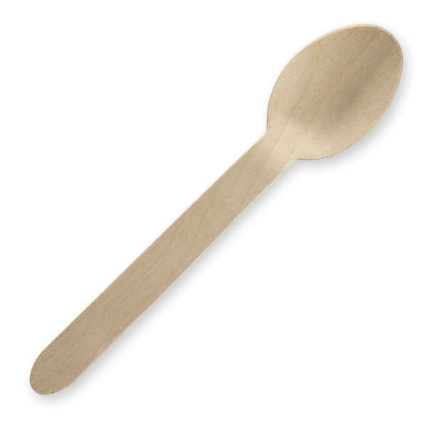 BioPak 16cm Unbranded Wood Spoon - Bulk Pack - (Pack of 2000)