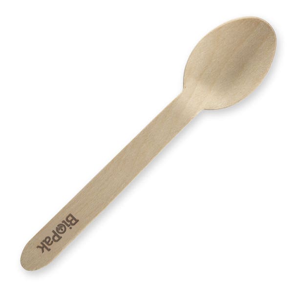 BioPak 16cm Coated Wood Spoon - (Pack of 1000)