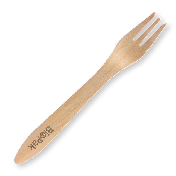 BioPak 19cm Coated Wood Fork - (Pack of 1000)