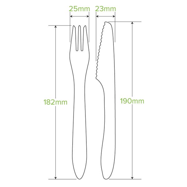 BioPak 19cm Coated Wood Knife, Fork & Napkin Set - (Pack of 400)