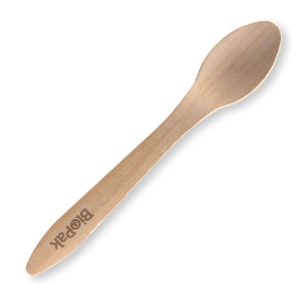 BioPak 19cm Coated Wood Spoon - (Pack of 1000)