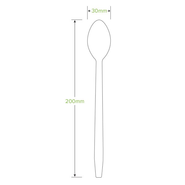 BioPak 20cm Tall Coated Wood Teaspoon - (Pack of 1000)