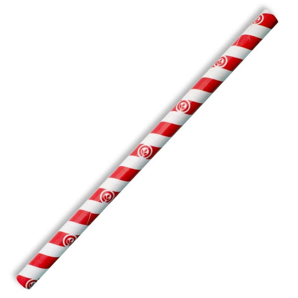 BioPak 10mm Jumbo Red Stripe BioStraw - (Pack of 2500)