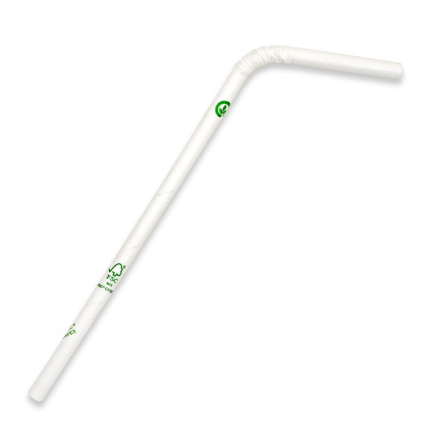 BioPak 6mm Regular White Bendy BioStraw - (Pack of 2500)