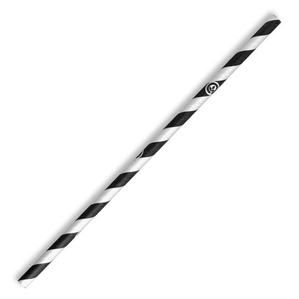 BioPak 6mm Regular Black Stripe BioStraw - (Pack of 2500)