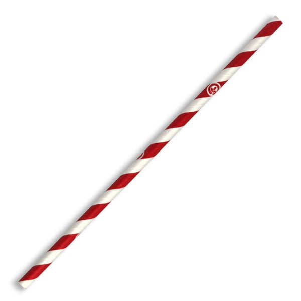 BioPak 6mm Regular Red Stripe BioStraw - (Pack of 2500)