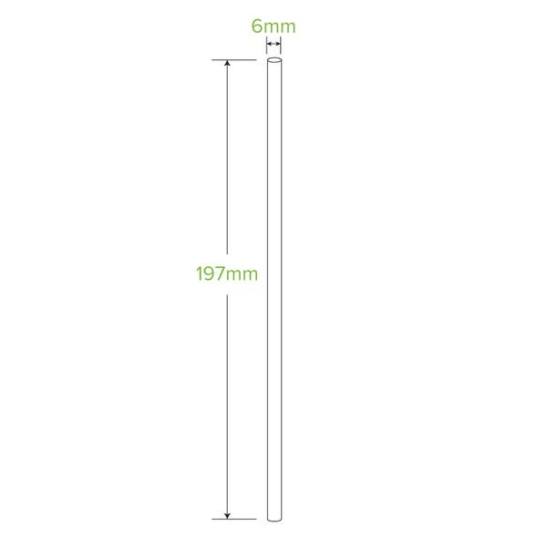 BioPak 40 Pack - 6mm White Regular BioStraw - (Carton of 560)